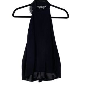 For Love and Lemons Small S Black Lace Back Halter Tank Top Sexy Open Back